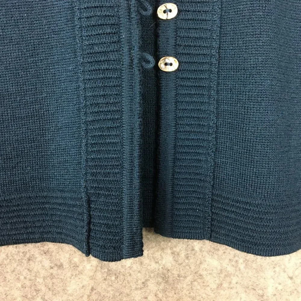 Dana Buchman Cardigan SP Sweater 100 Pure New Wool Merino Extra Fine Jewel Blue